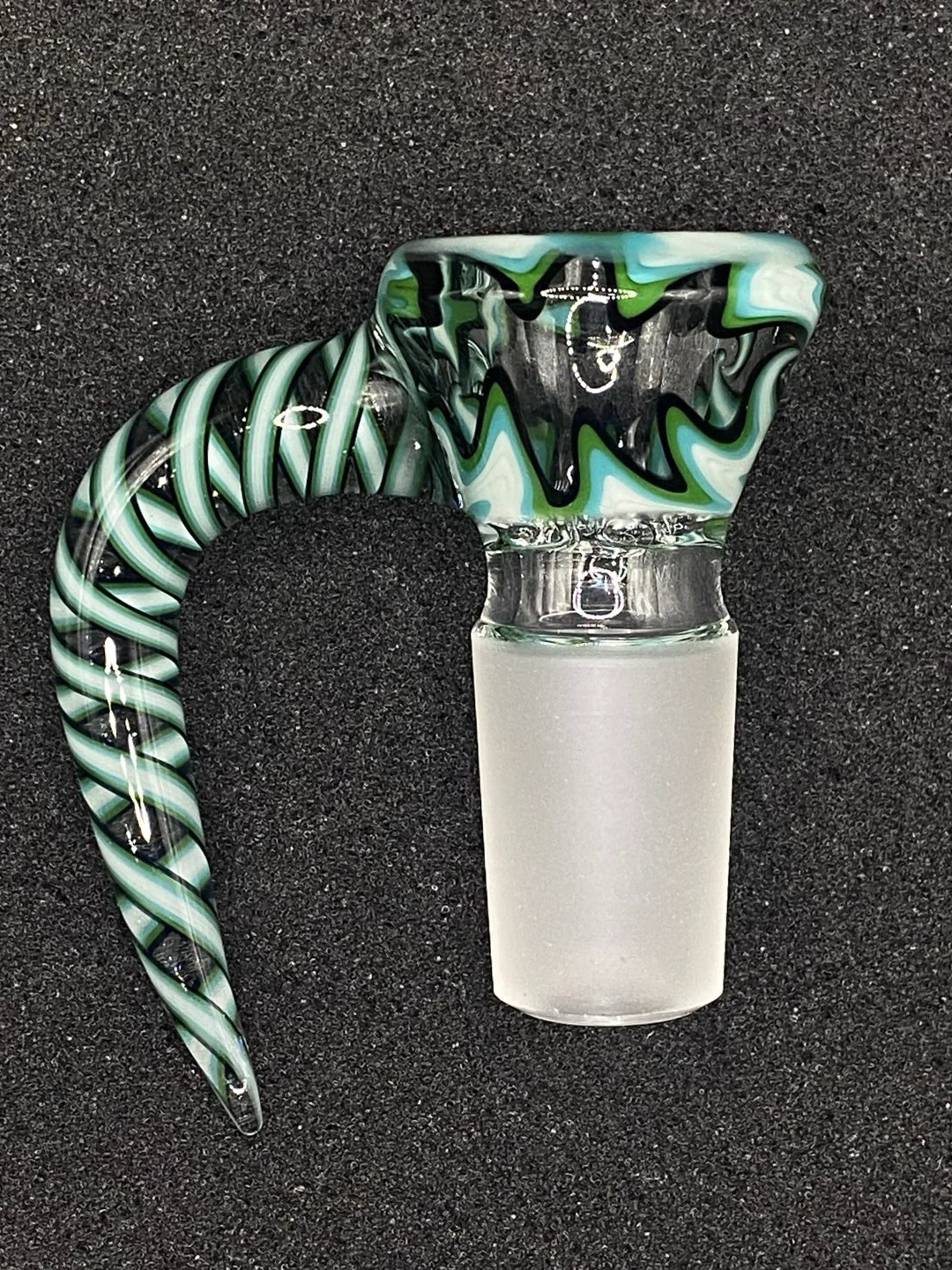 Preview pic of 18mm Scribble Tech Glass Bowl Slide – 4 Hole by CW Glass Art