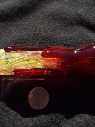 Preview pic of Bloody, inside out, color changing, borosilicate glass chillum