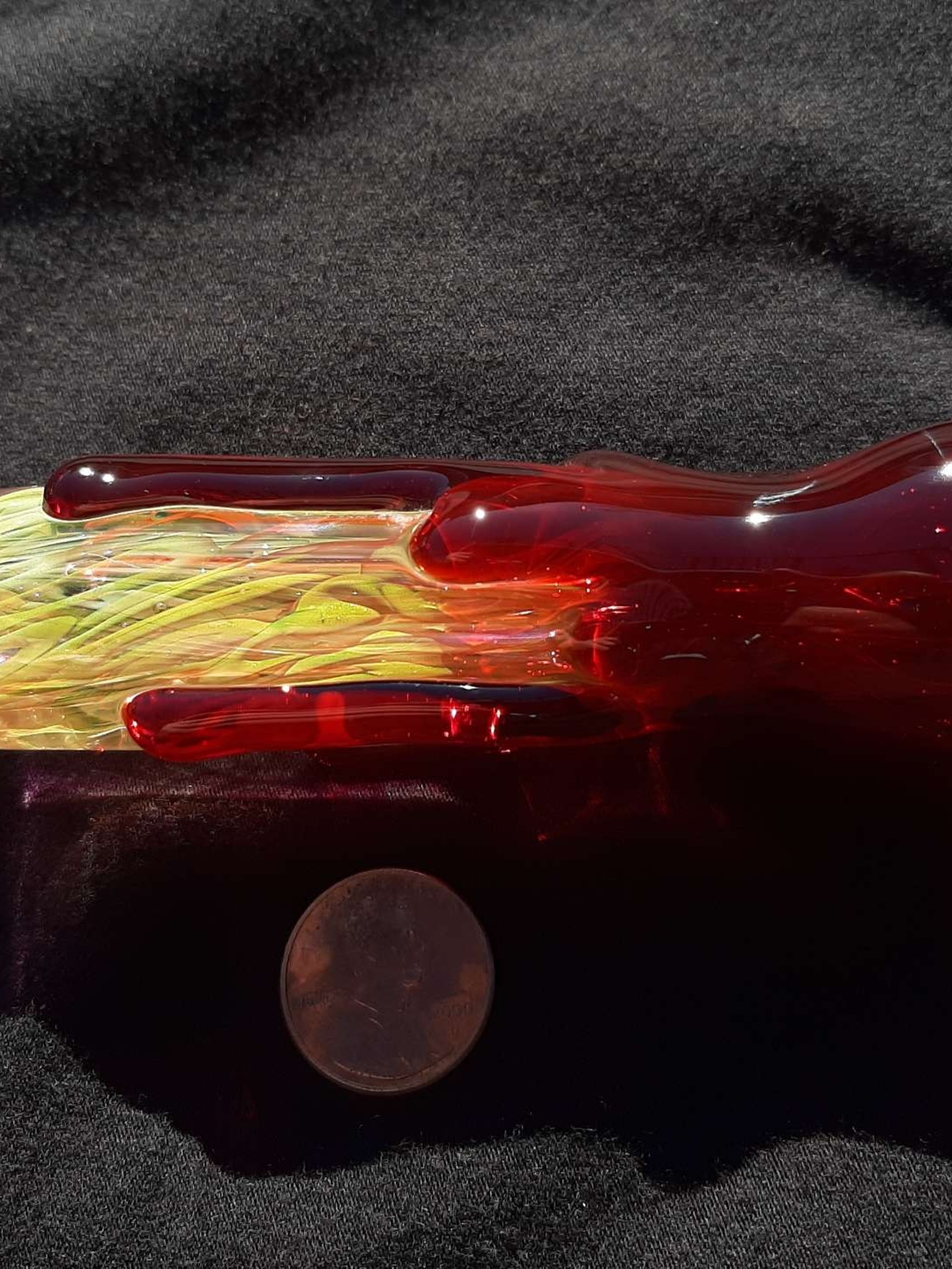 Bloody, inside out, color changing, borosilicate glass chillum image 0