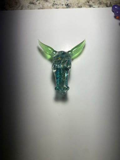 Preview pic of Hic Dogg Cow custom dichro pull skull pendant