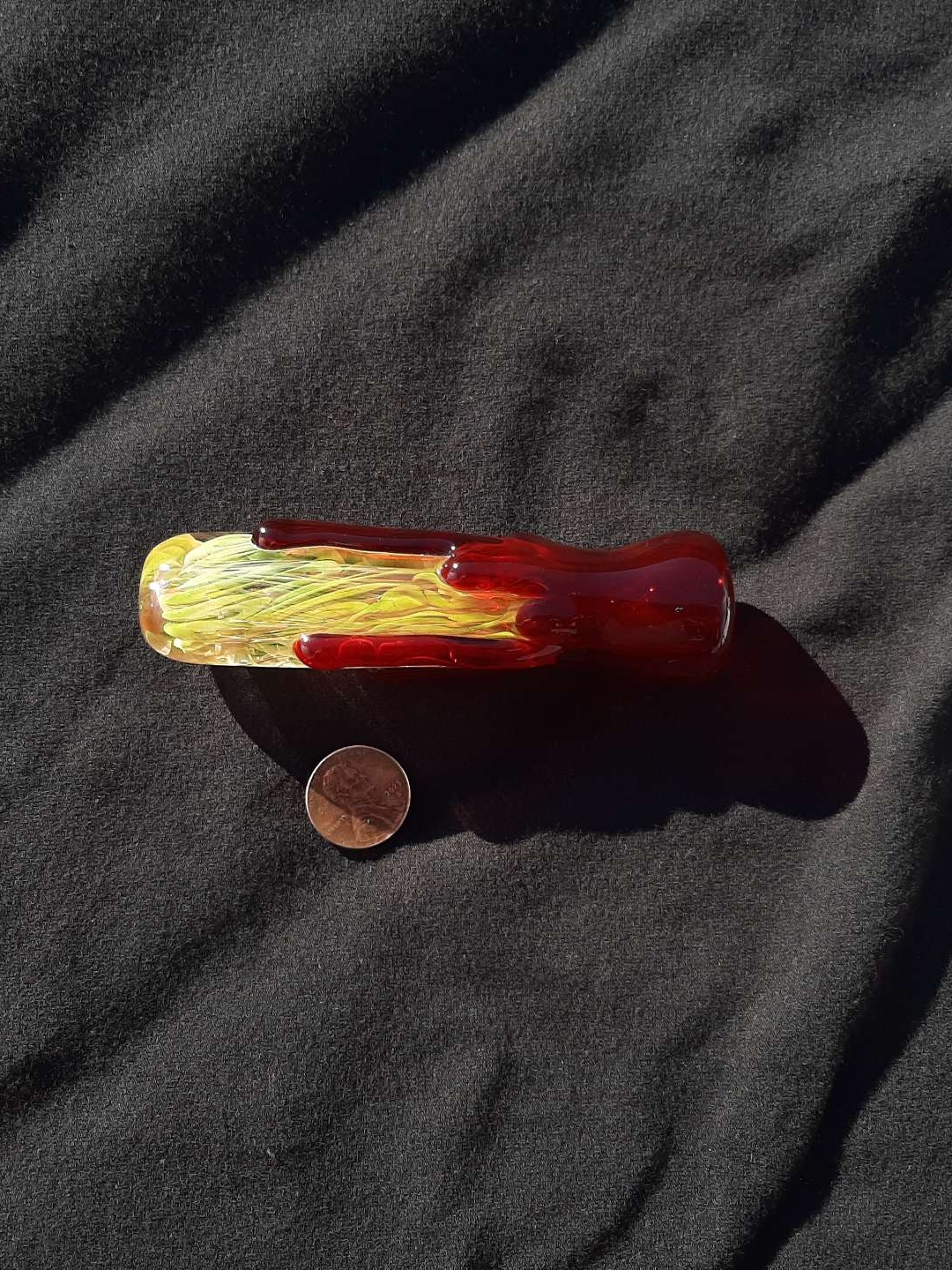 Bloody, inside out, color changing, borosilicate glass chillum image 0