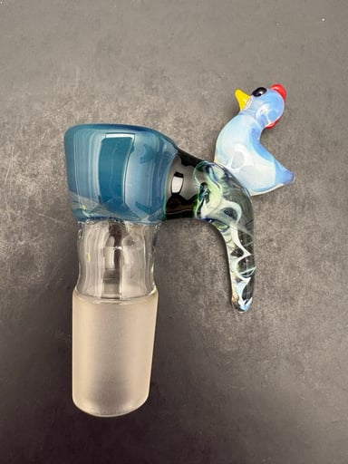 Preview pic of 18mm Blue 4hole Slide w Chicken Horn