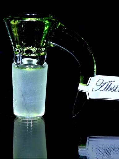 Preview pic of Sovereignty Glass - Fully-accented 4-hole Horned Slide - Absinthe  - 18mm Male