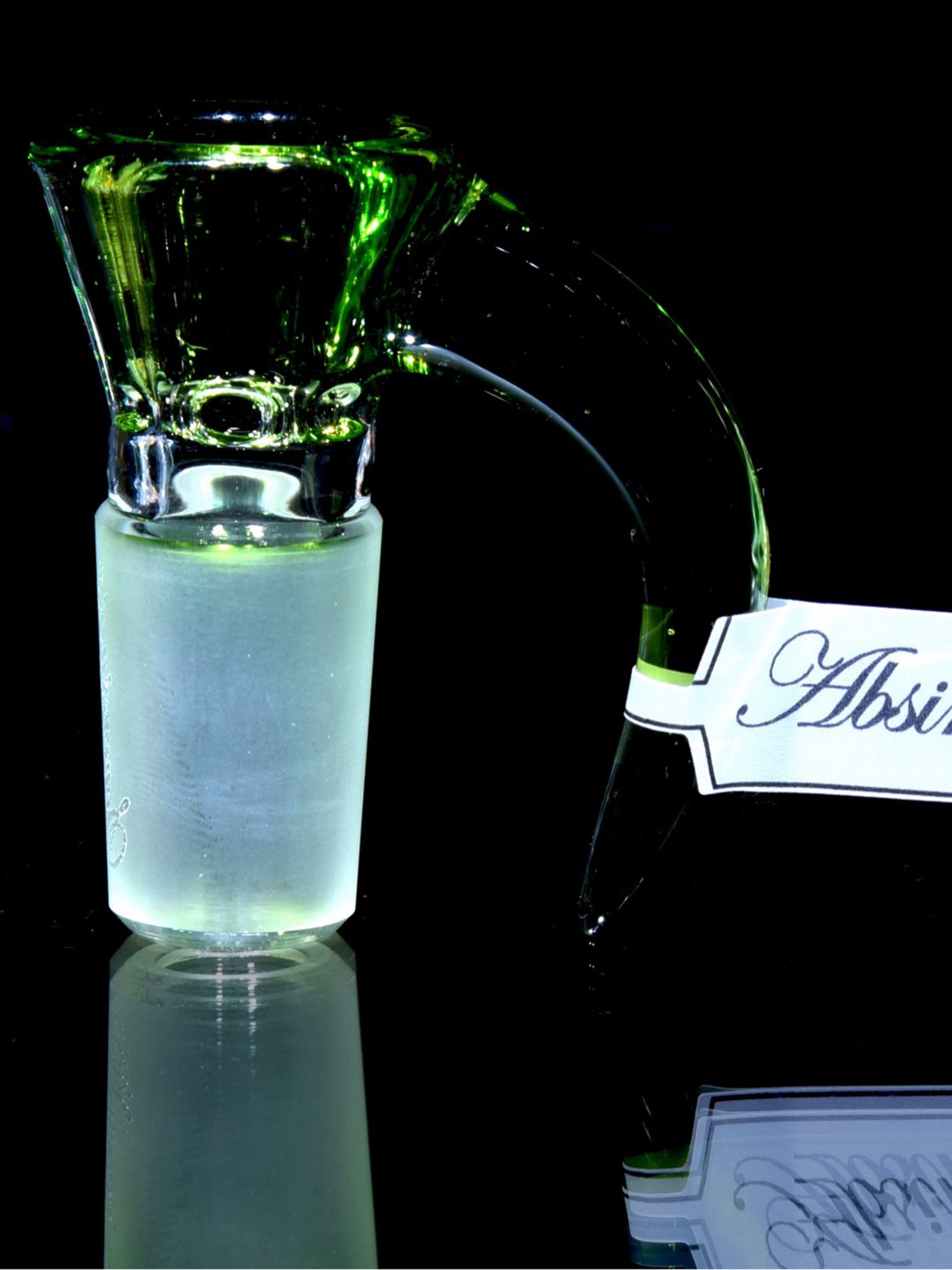 Sovereignty Glass - Fully-accented 4-hole Horned Slide - Absinthe  - 18mm Male image 0