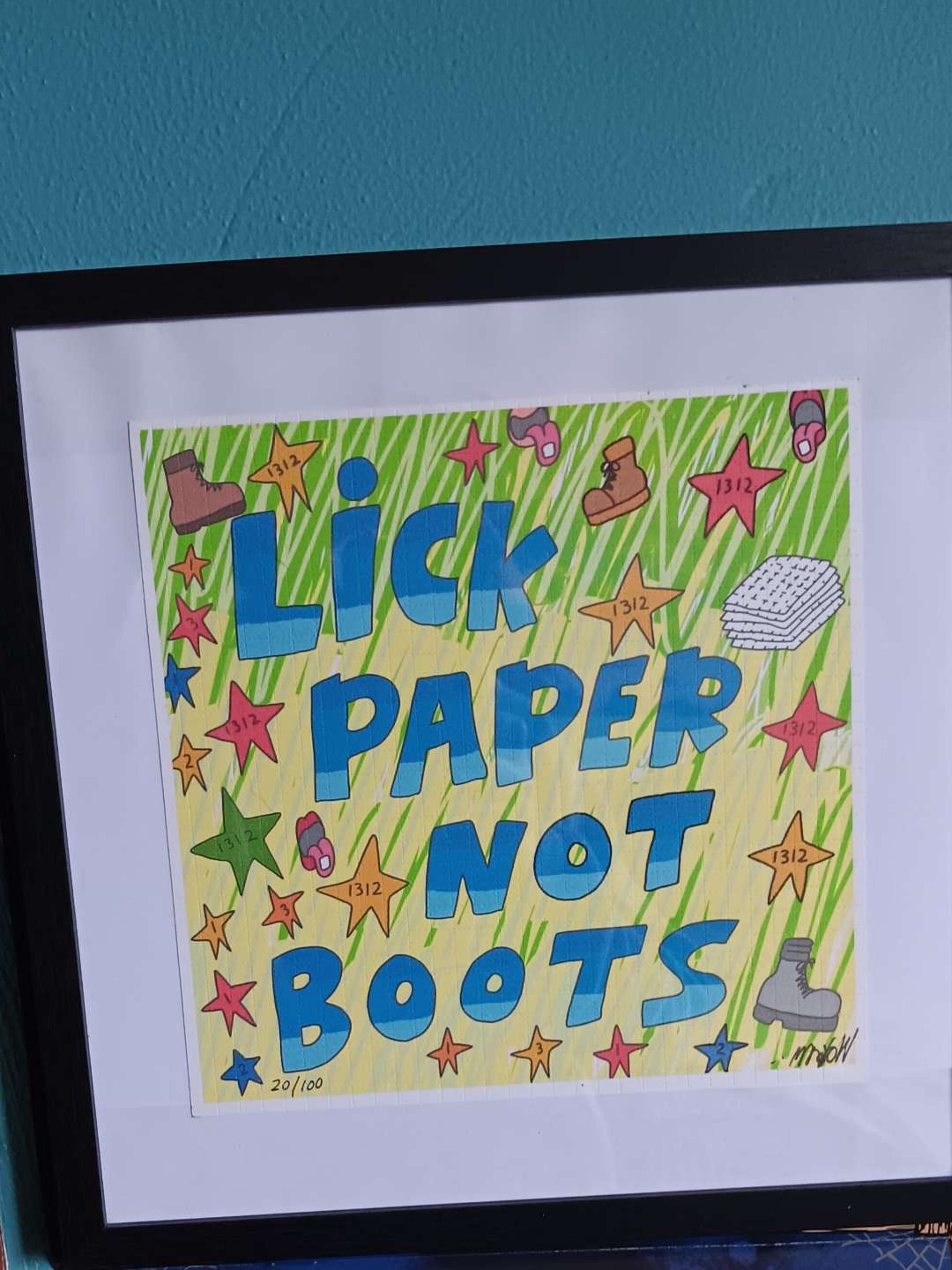 Preview pic of Wookerson Lick Paper Not Boots Blotter Print
