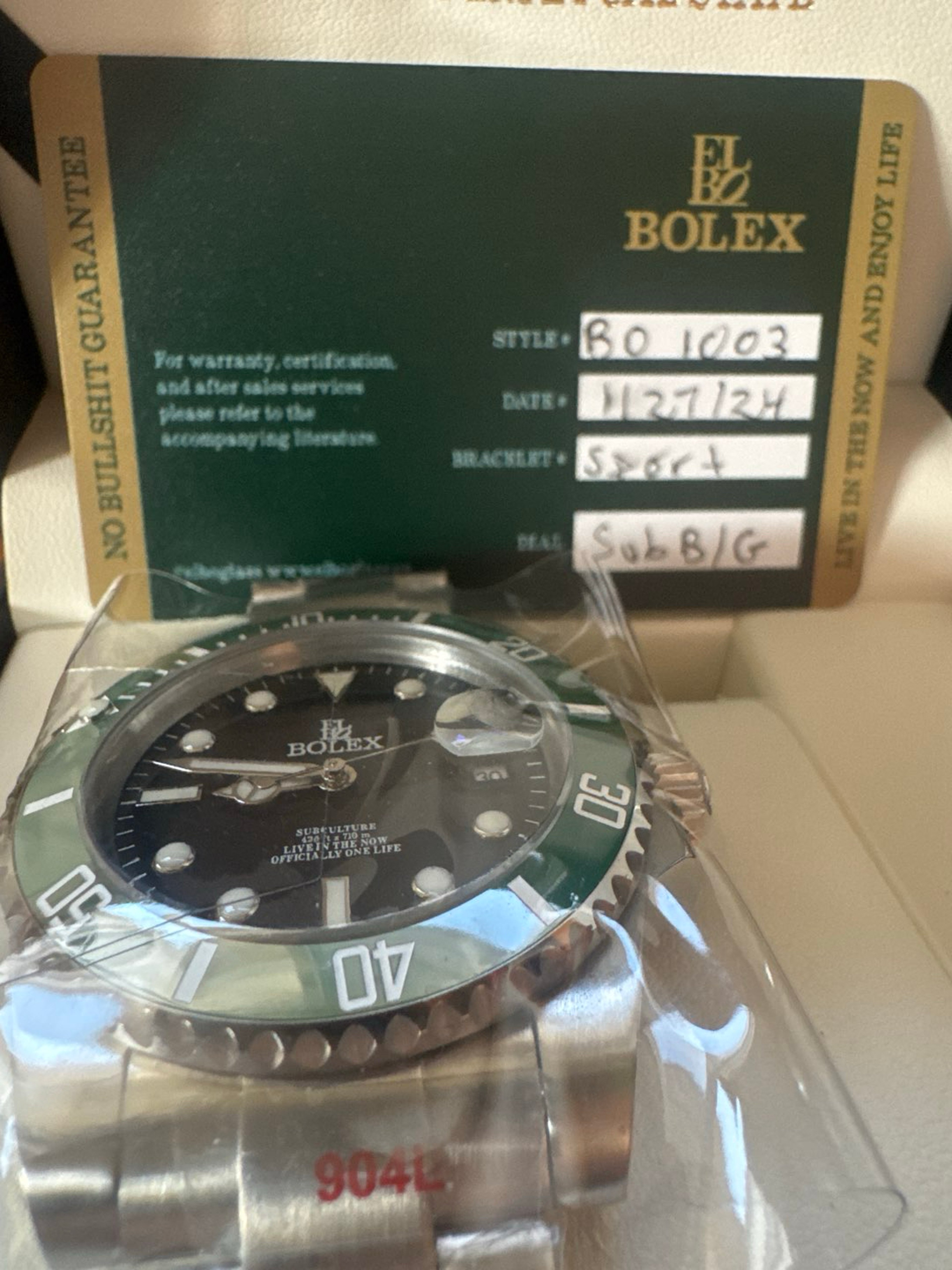 Elbo Glass “Kermit” Bolex Watch image 0