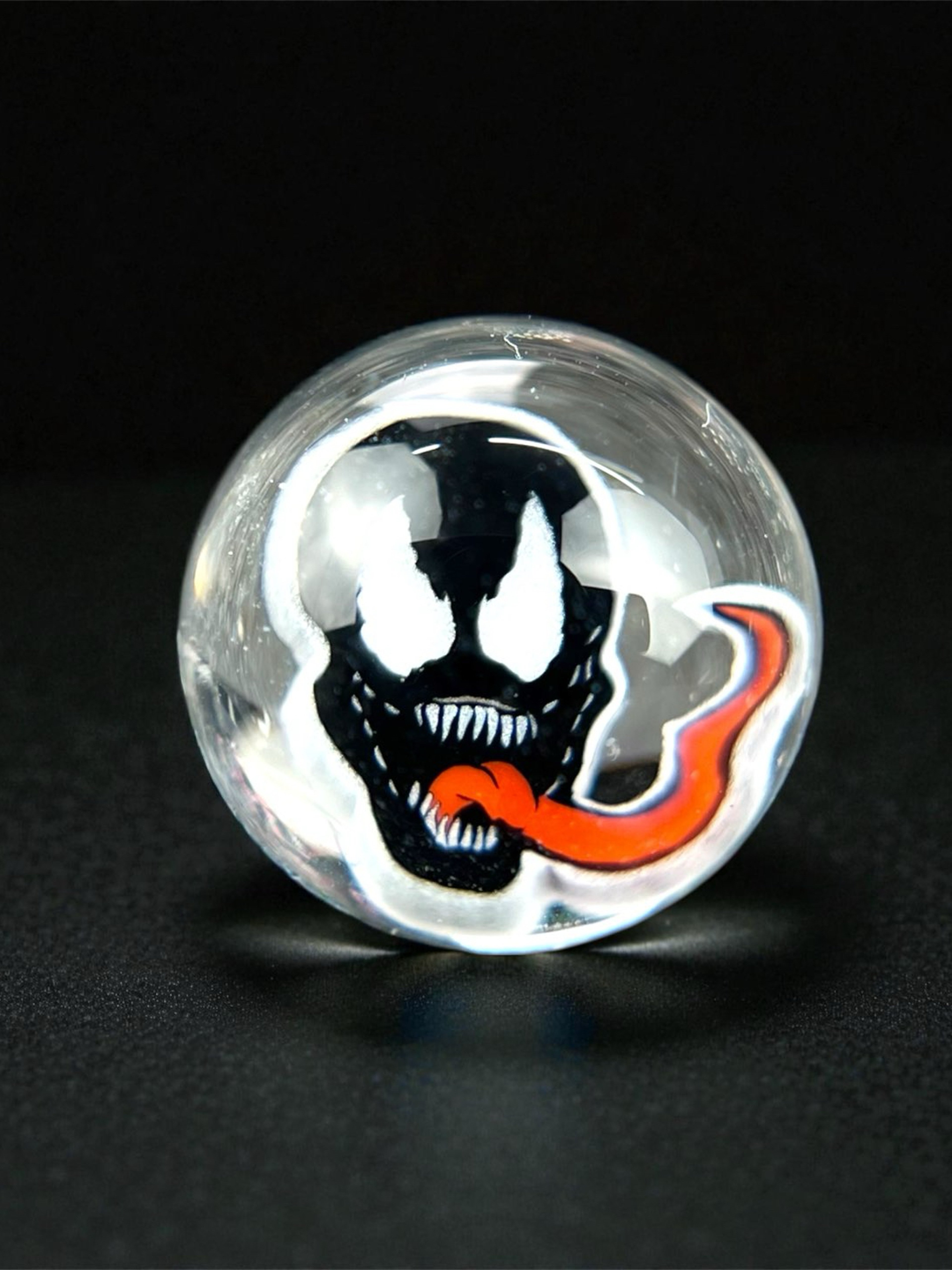 Preview pic of Steven H Glass – Venom (Spider Man) Millie Valve Marble (12–13mm)