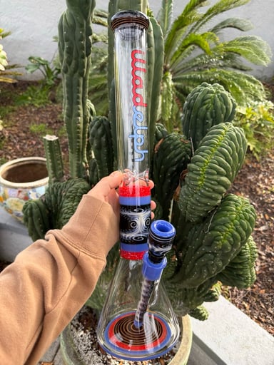 Preview pic of Illadelph Glass - Bi-Polar Blue and Red - Worked Medium Beaker