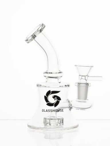 Preview pic of Glass House Banger Hanger 3 Clear Bubbler Glass Bong Waterpipe