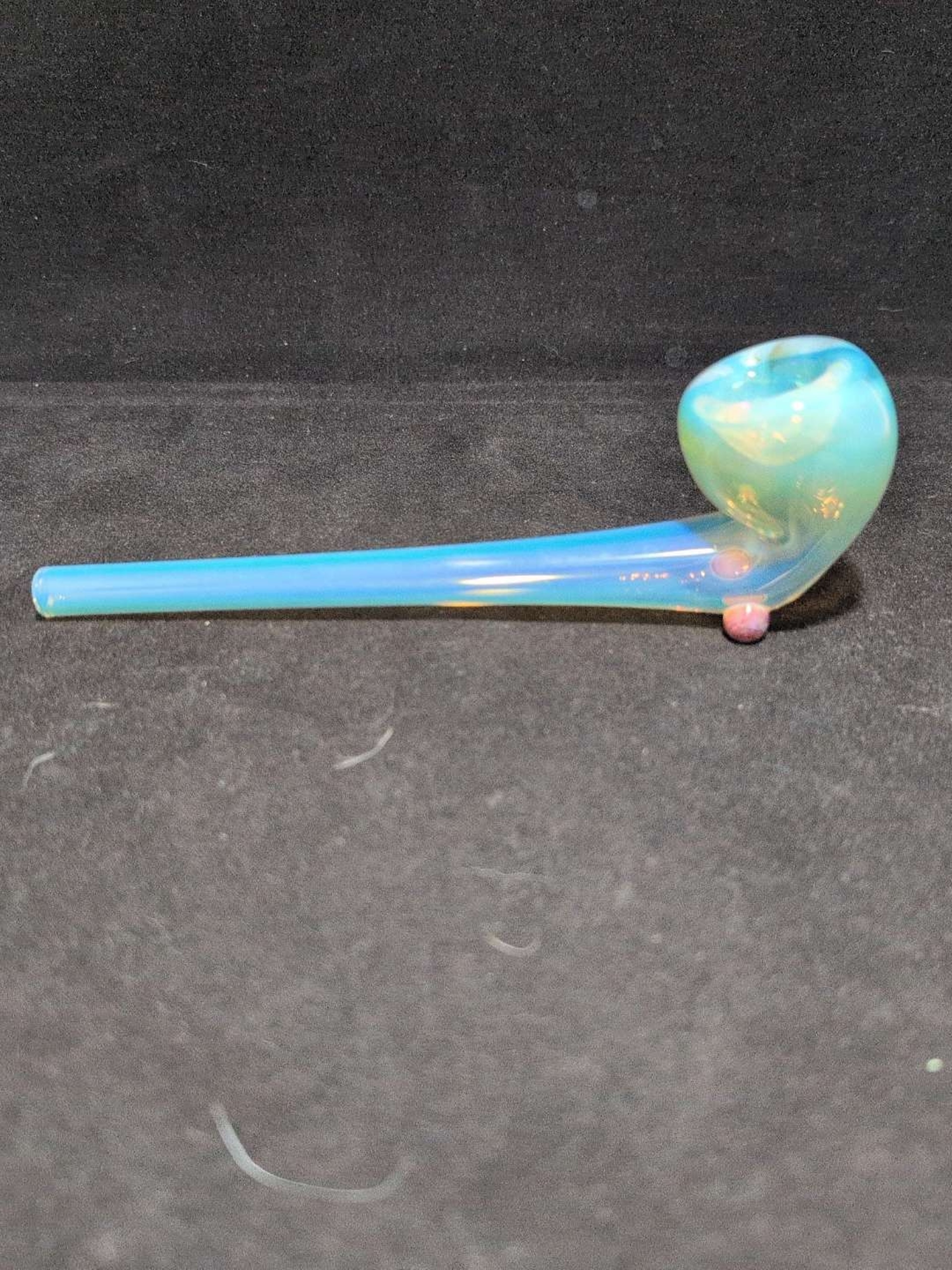 6.5" silver fumed Gandalf pipe with amber purple kickstand marbles image 0