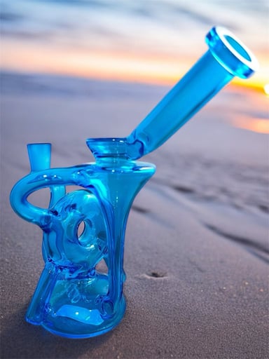 Preview pic of Style 2) Striking Blue 🪼 8" Donut Chamber Uptake Quad Recycler