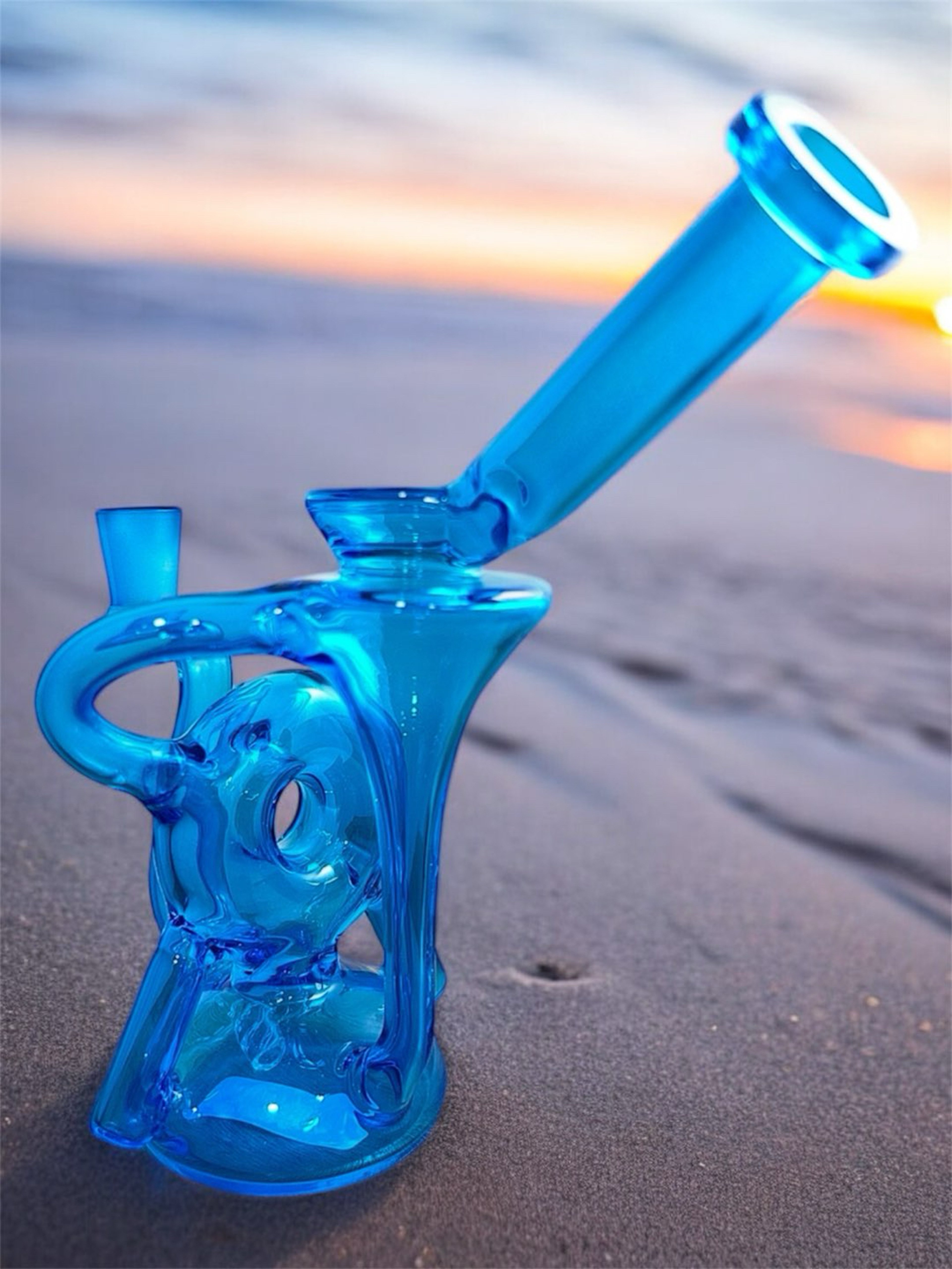 Preview pic of Style 2) Striking Blue 🪼 8" Donut Chamber Uptake Quad Recycler