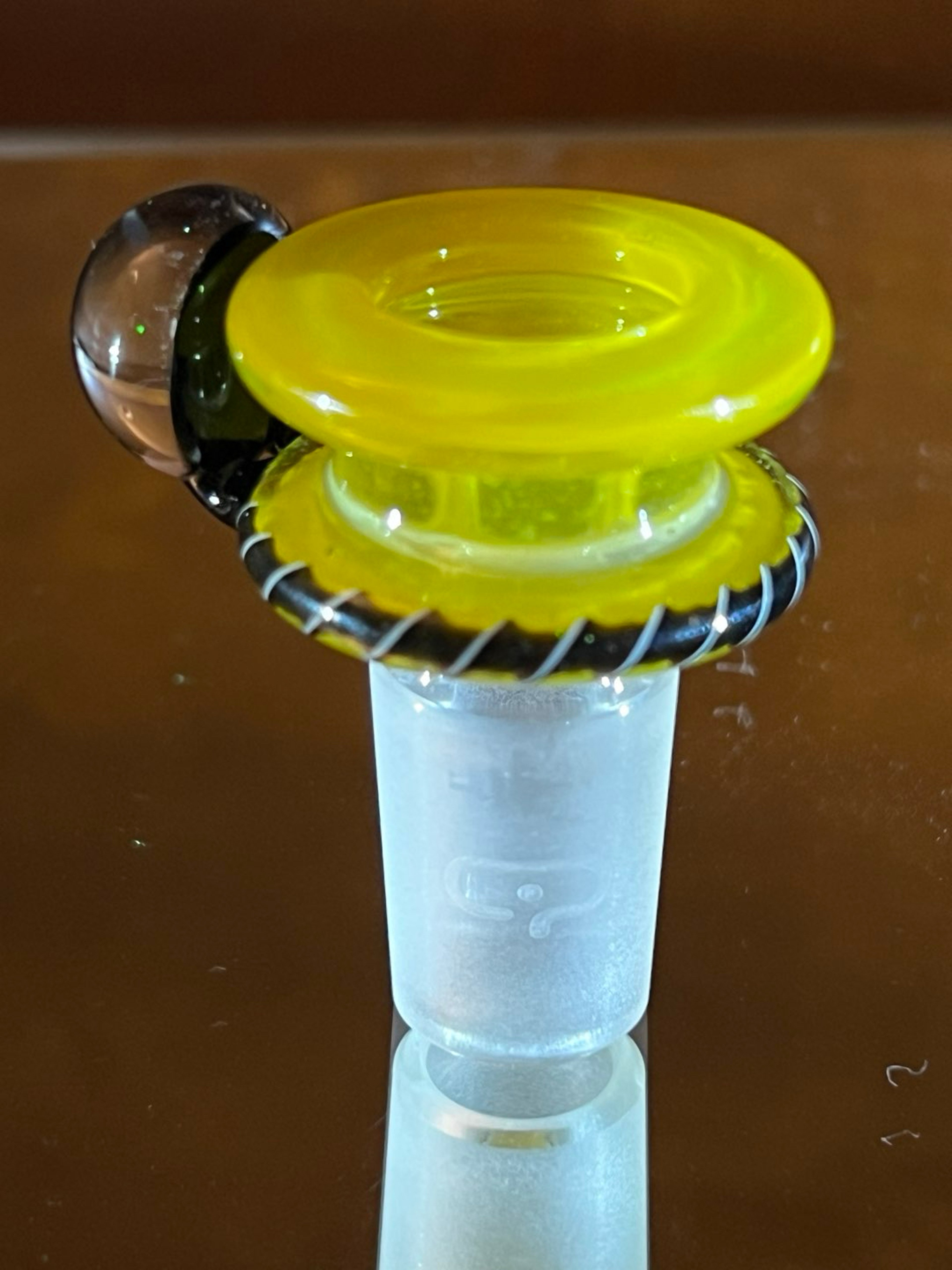 Preview pic of Mobius Worked Slide Multi-Hole Bowl UV and Crushed Opal - 18mm