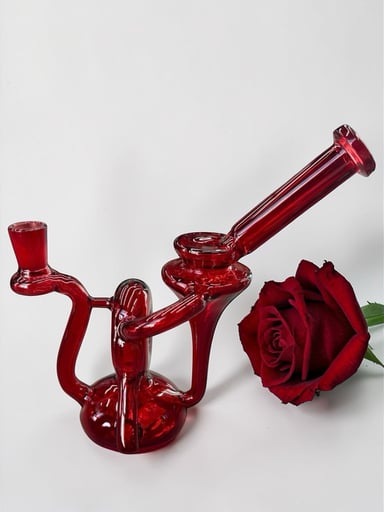 Preview pic of Style 2) Red 🌹 8” Donut Chamber Uptake Quad Recycler