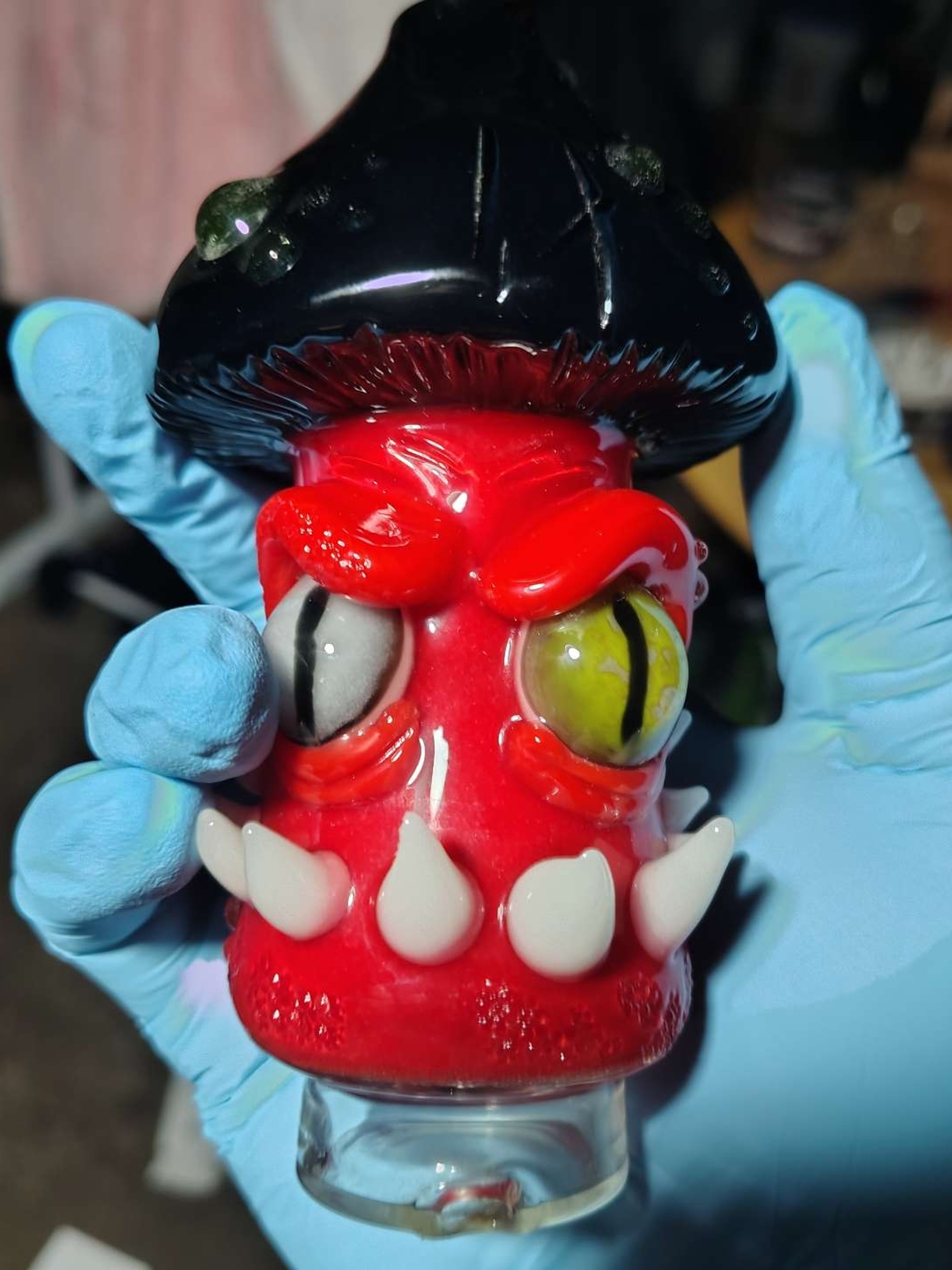 Preview pic of Custom Red & Black Carta Mushroom Top by Space Glass