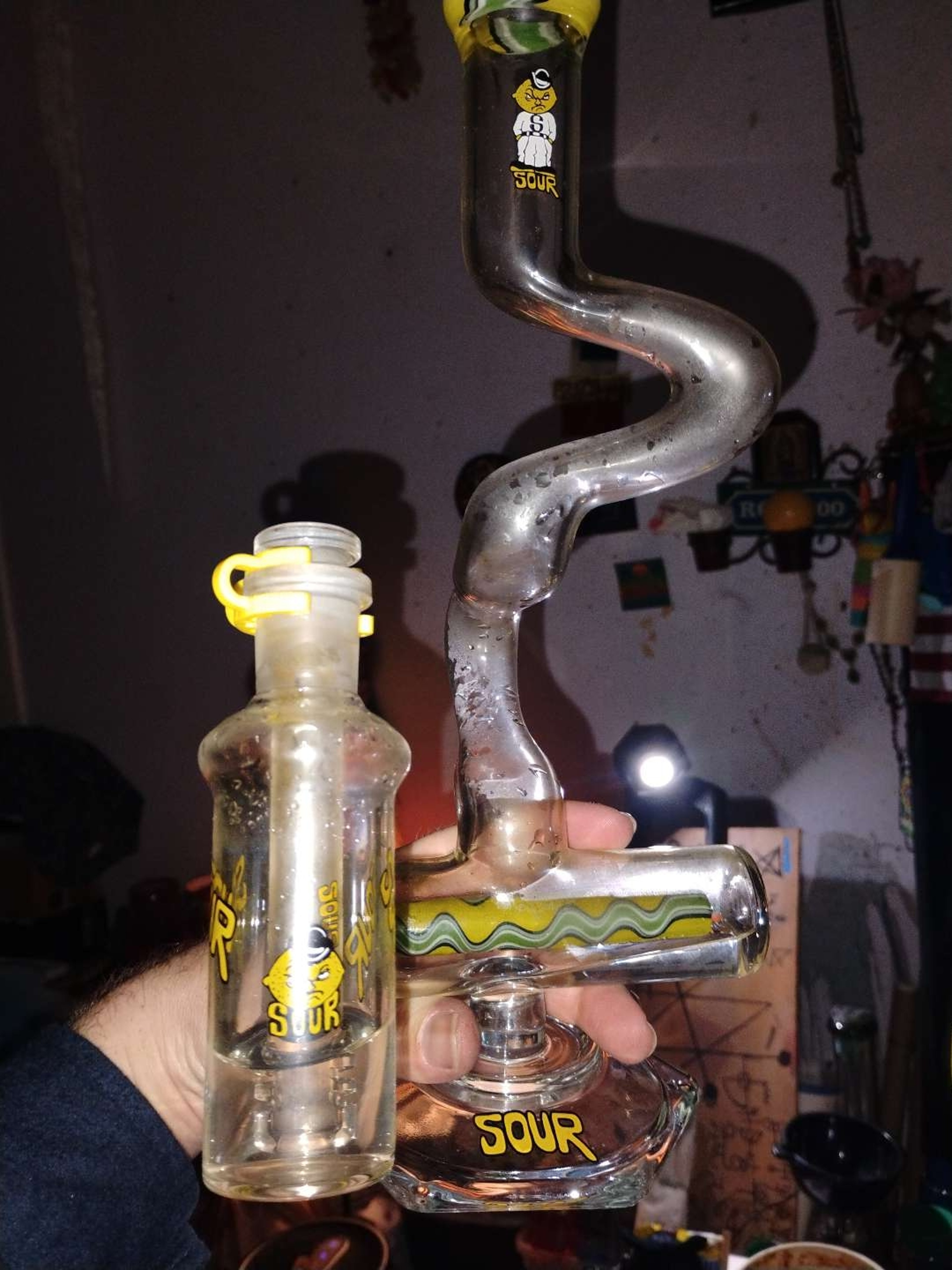 Sour inline perc, sour ash catcher. Trades welcome image 0