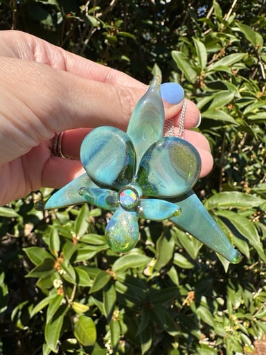 Preview pic of Opal Orchid Flower Pendant