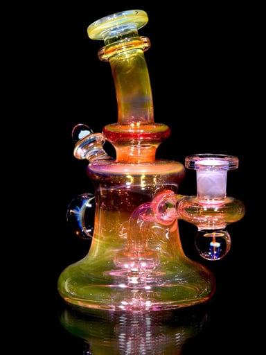 Preview pic of Kaliber Glass - Fully-worked Fumed Banger Hanger w/ Honeycomb Marble - 10mm Female