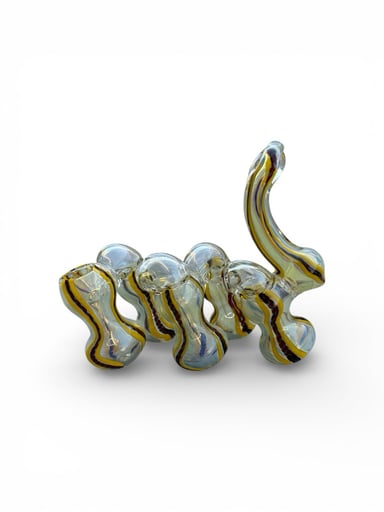 Preview pic of Old School Fumed 5 Chamber Glass Bubbler - Yellow Striped