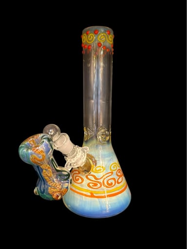 Preview pic of 12” Old School American Hand-Blown Fumed Beaker W/ Ashcatcher  – Color Changing Glass