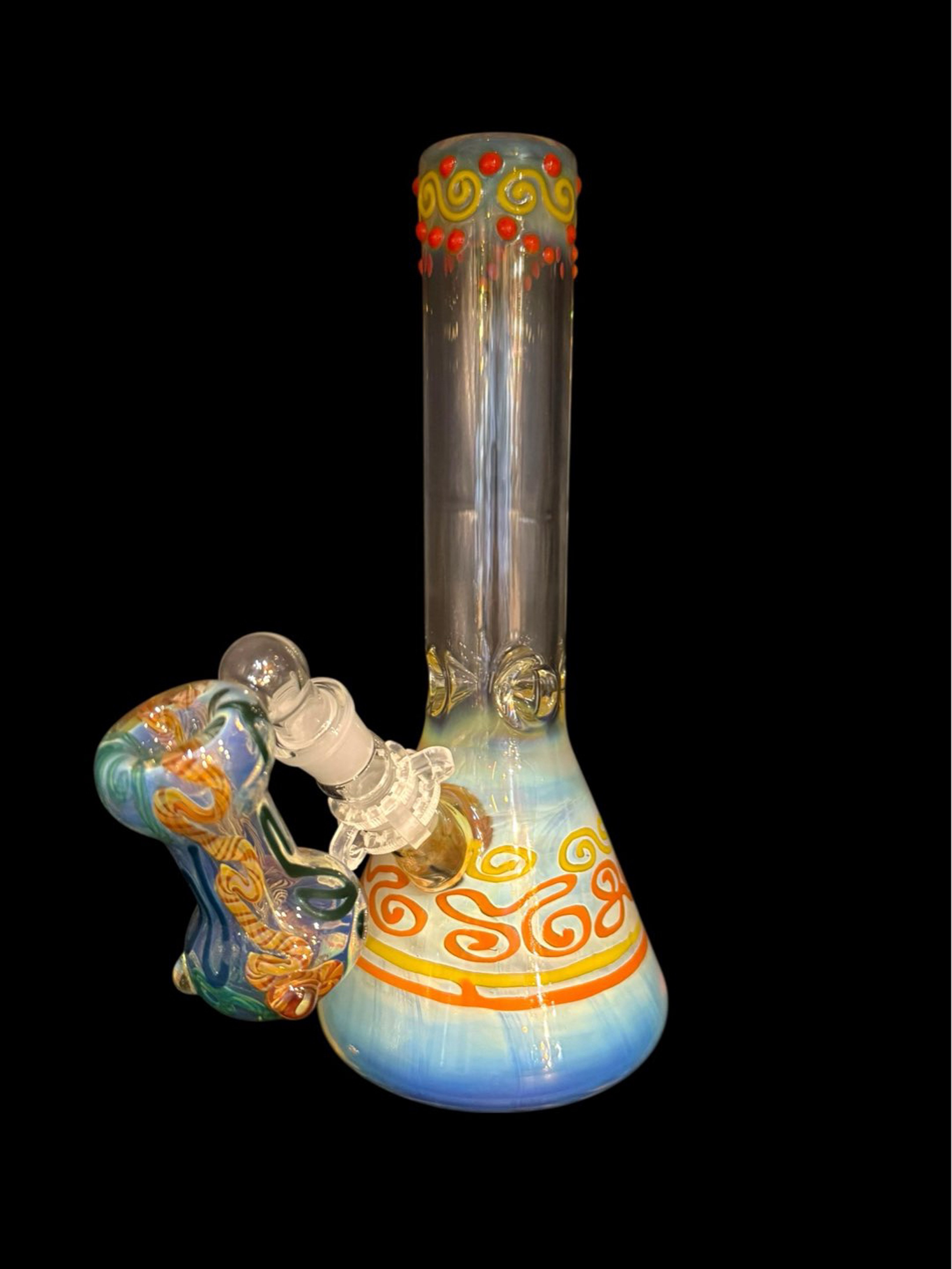 Preview pic of 12” Old School American Hand-Blown Fumed Beaker W/ Ashcatcher  – Color Changing Glass