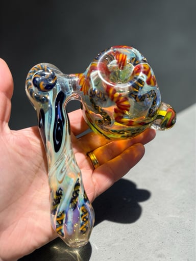 Preview pic of 5.25” Old-School American Hand-Blown Fumed Sidecar Dry Pipe – Thick Heady Glass