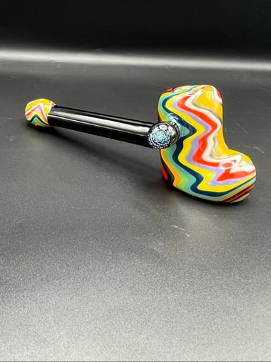 Preview pic of Lined color tubihg hammerpipe with dichroic marble
