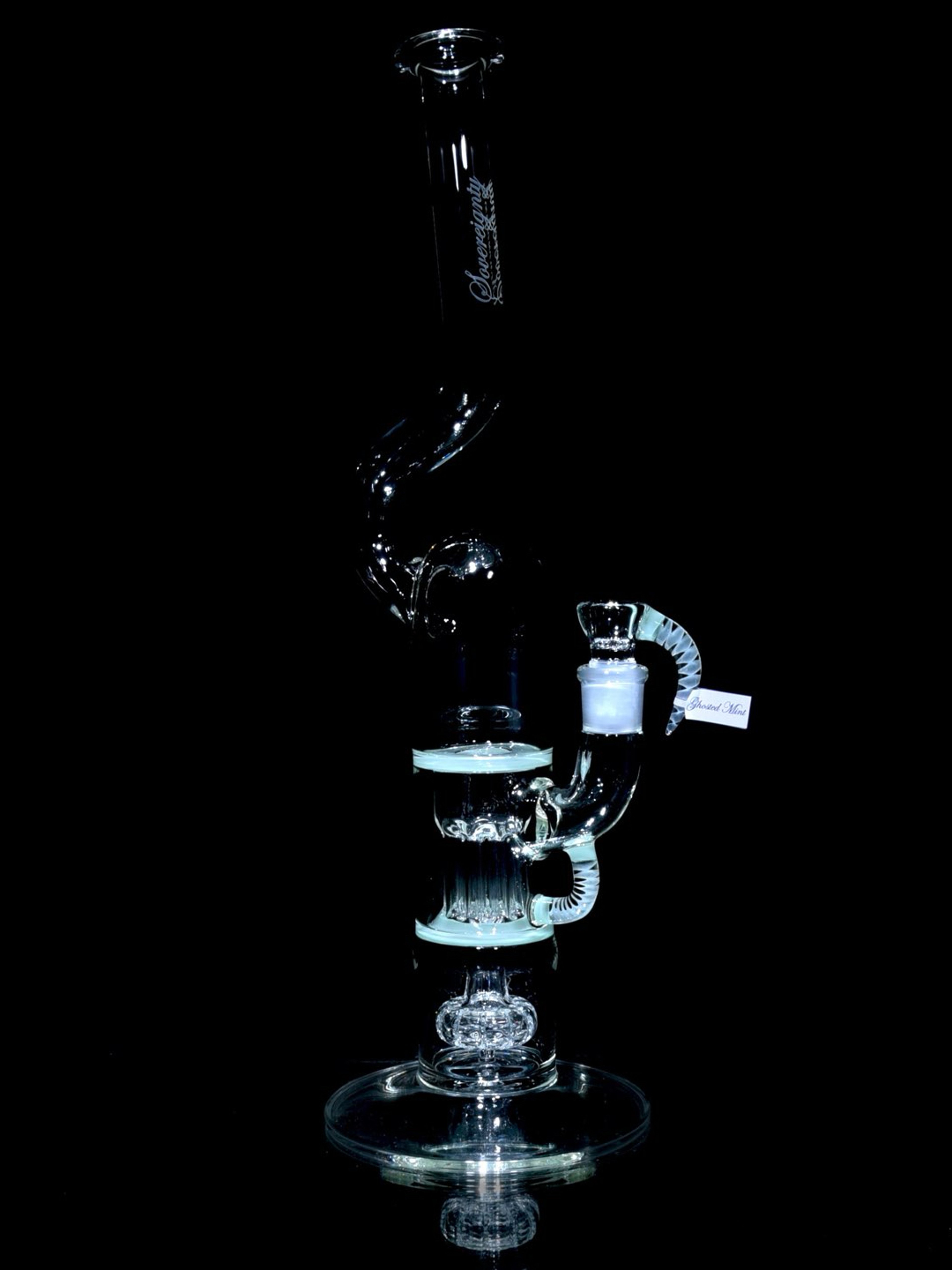 Preview pic of Sovereignty Glass - MA Pint-sized Natty Neck Peyote Pillar Tube w/ Straight Foot - Ghosted Mint - 18mm Female