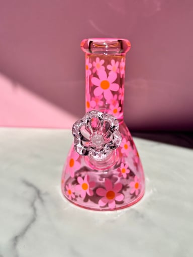 Preview pic of Pink mini daisy bong- girly water bong