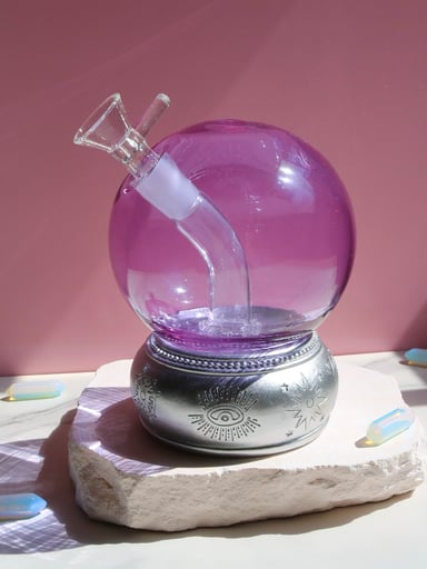 Preview pic of Purple crystal ball bong- purple fortune teller bong