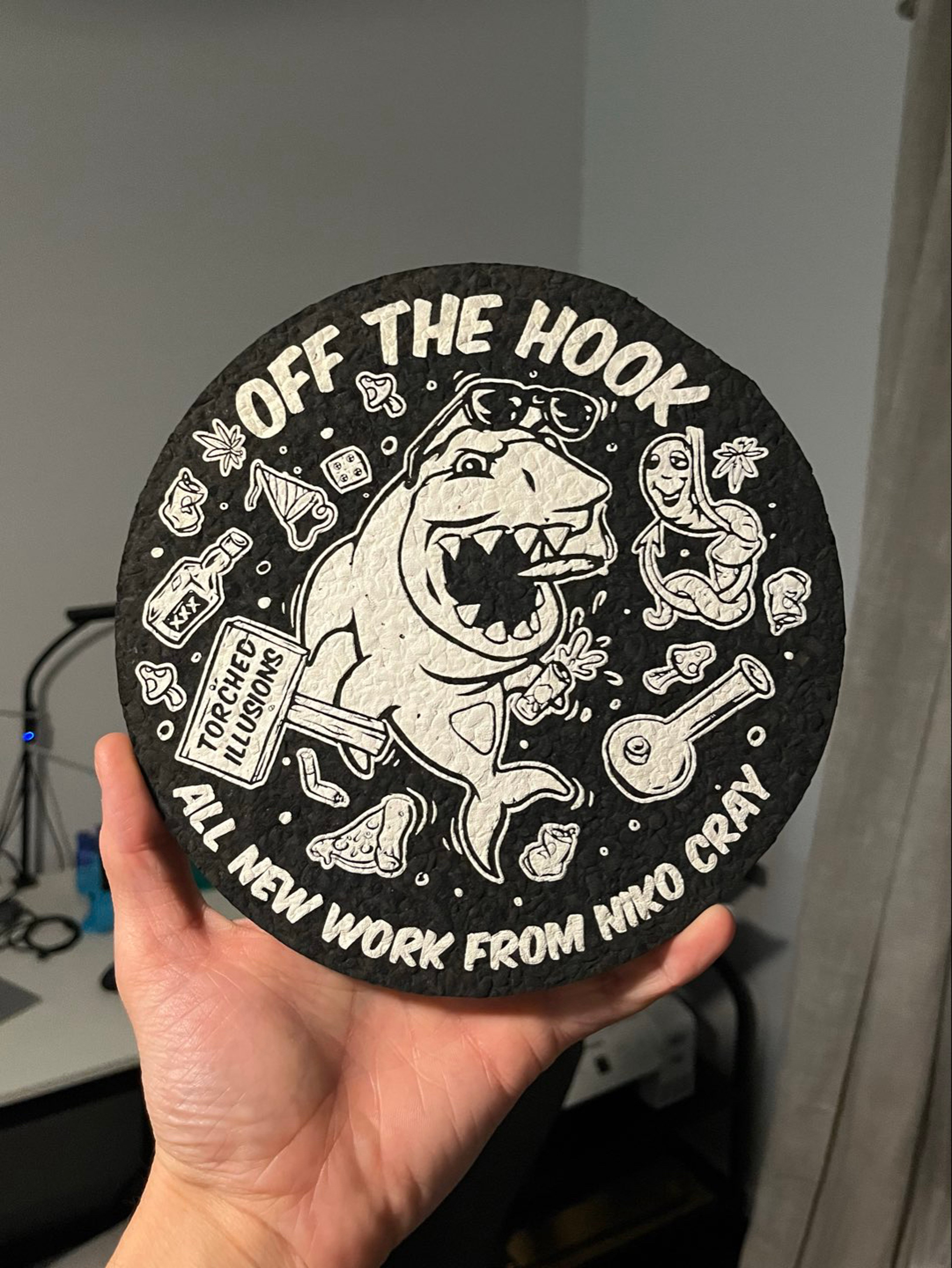 Preview pic of Off The Hook 8” Round Mat by Niko Cray x Moodmats