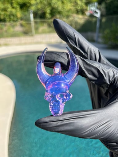 Preview pic of KBerg Opal Amethyst/Pink Opal Horn Skull Pendant With Opal