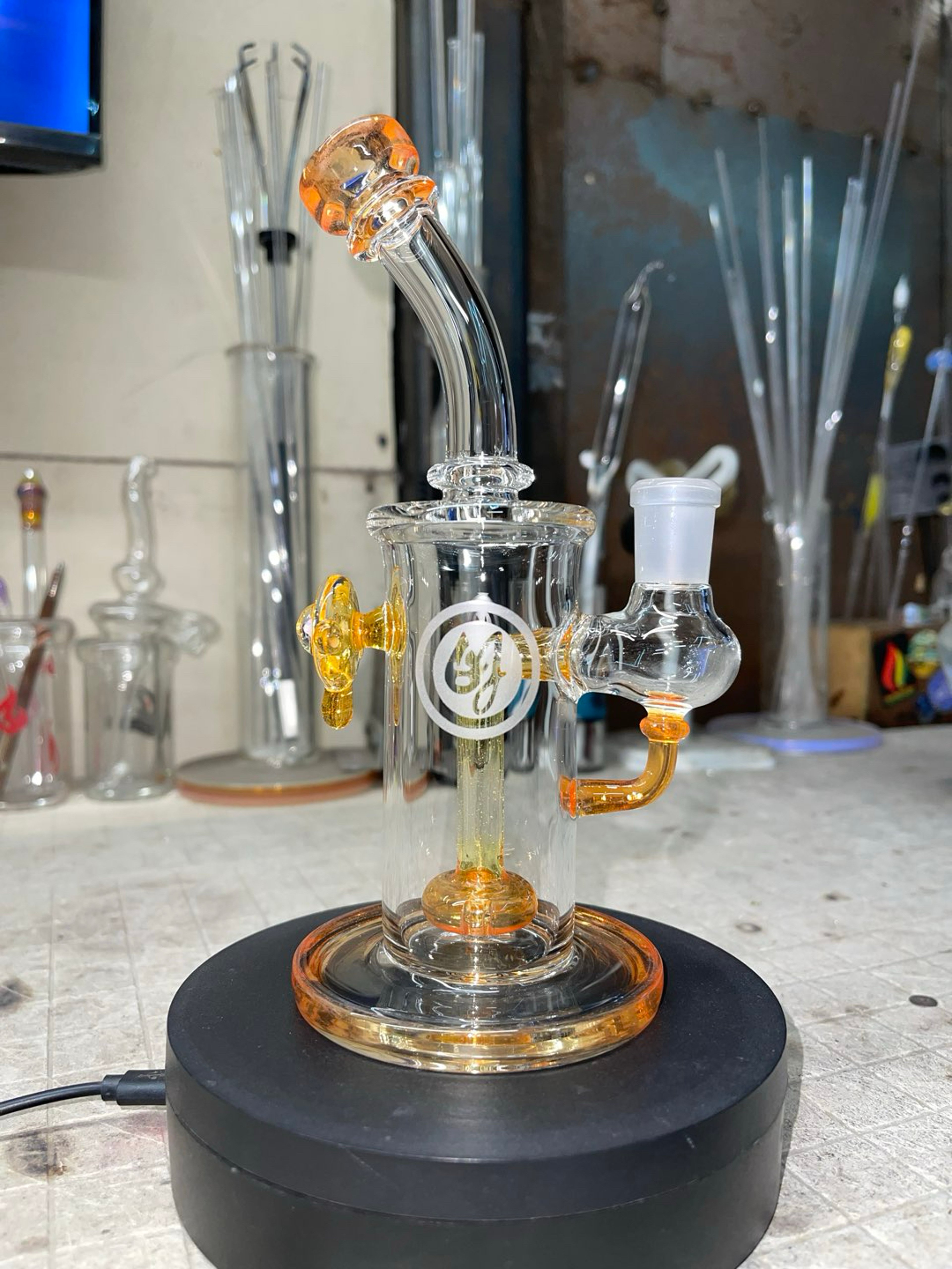 8” tall, 14mm joint , sweet heat color , opal marble image 0