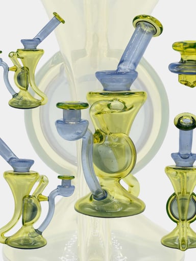 Preview pic of Trust Glass Half-Ball Citrine/Neo Opal Recycler w/ Matching Cap