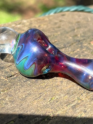 Preview pic of Small heady glass spoon pipe fully worked Opal UV