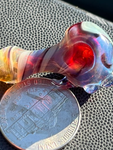 Preview pic of Miniature spoon pipe .50/50 White Slyme Double Amber Purple