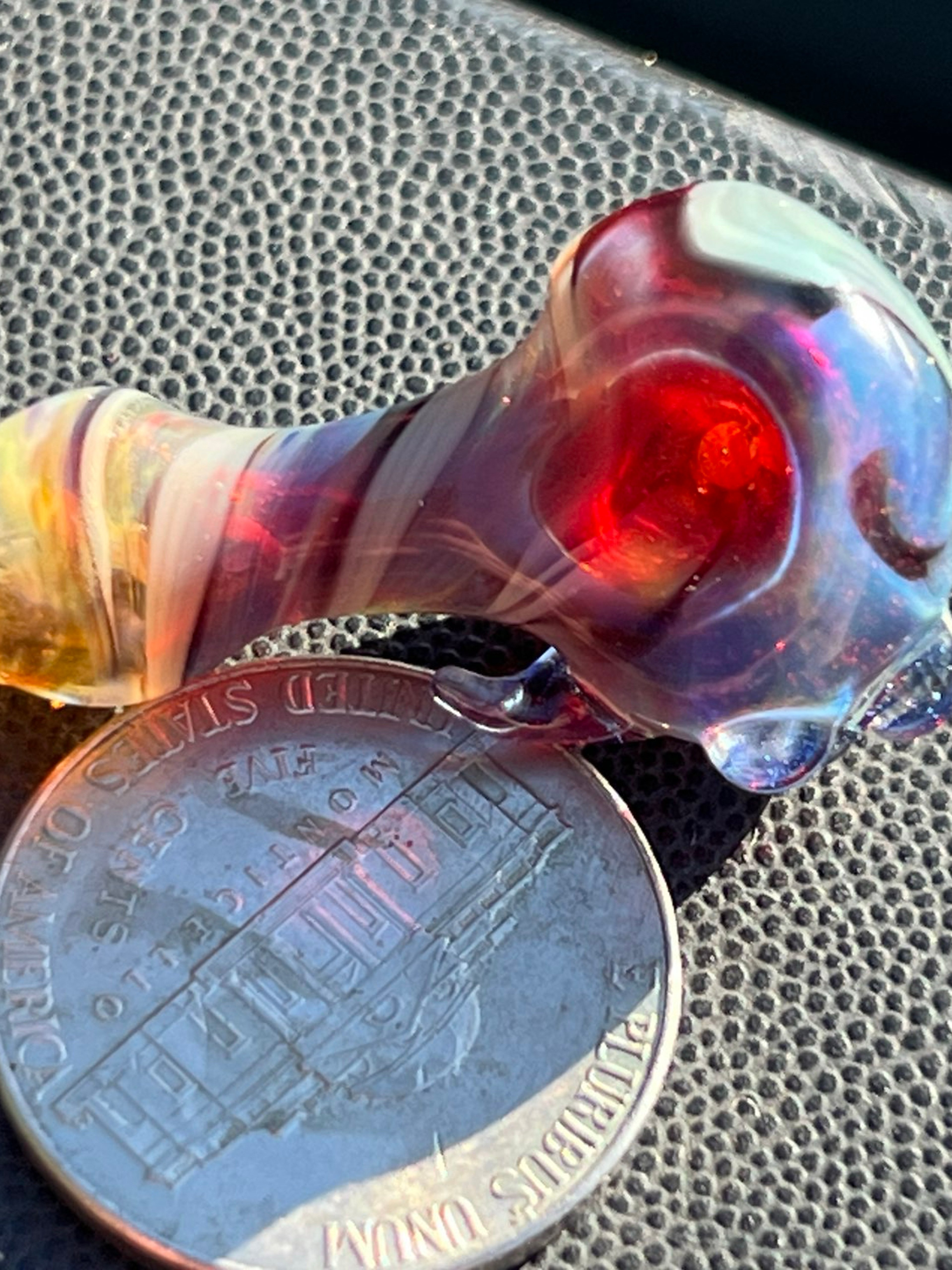 Preview pic of Miniature spoon pipe .50/50 White Slyme Double Amber Purple