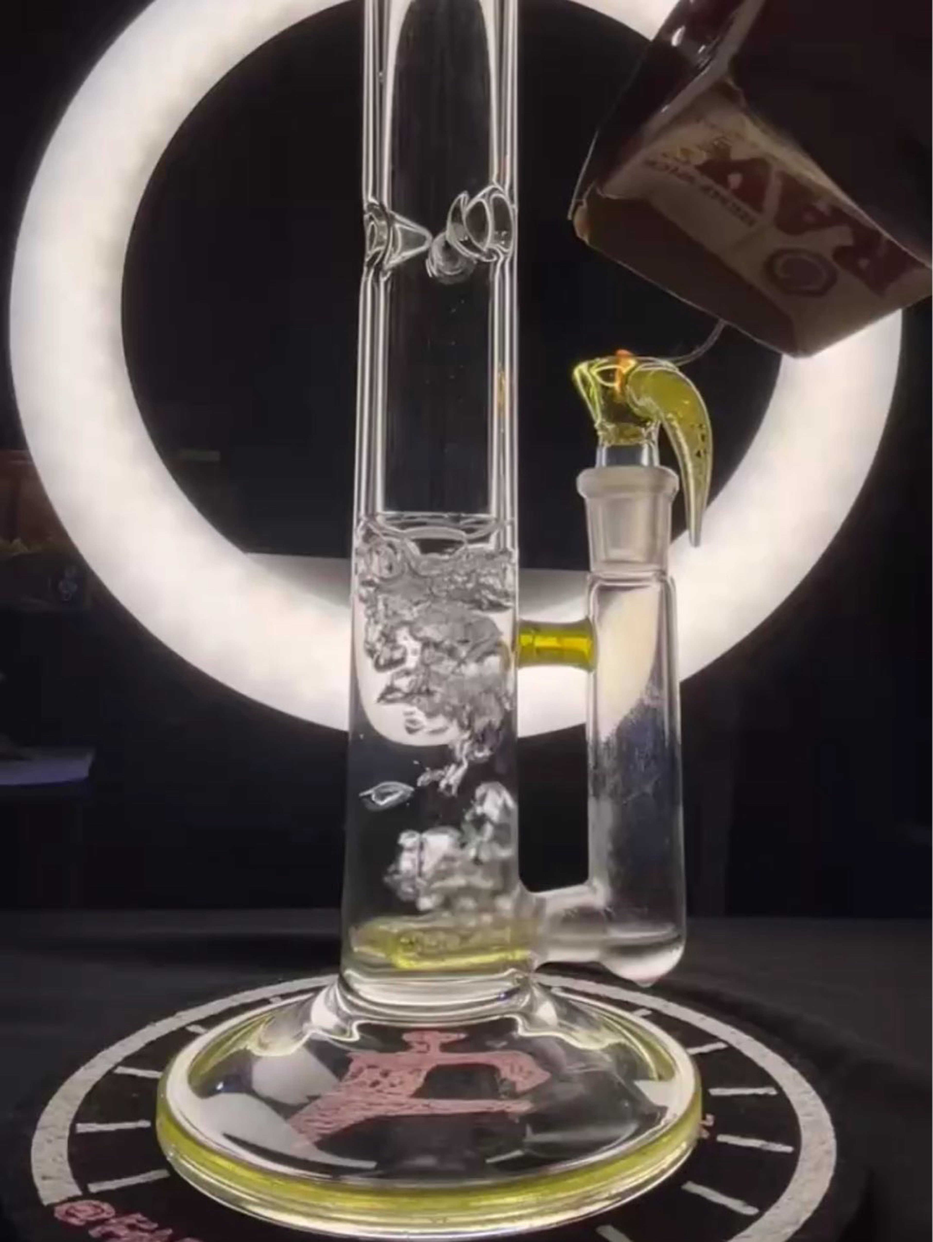 Preview pic of 2K Glass Art / 18mm Dual inline Percs - With Yellow Acents