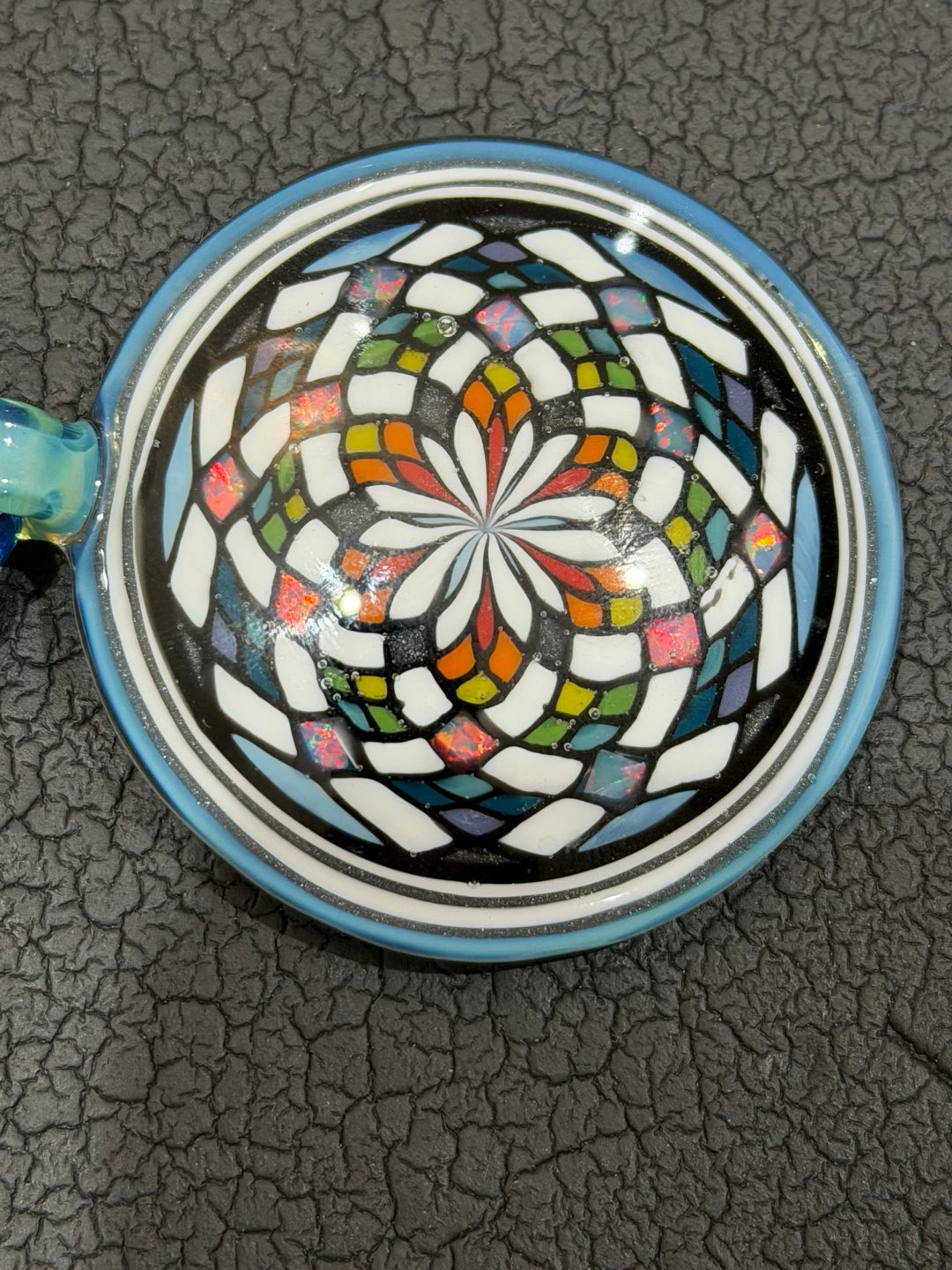Preview pic of Miyagi Glass Fillacello with Inlay Opals Pendant
