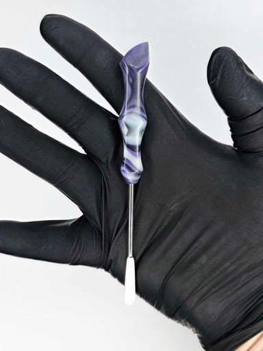 Preview pic of The "Purple Corundum" Handmade Recycled Purple, Black and Clear HDPE Plastic Wax Clay Carving Tool