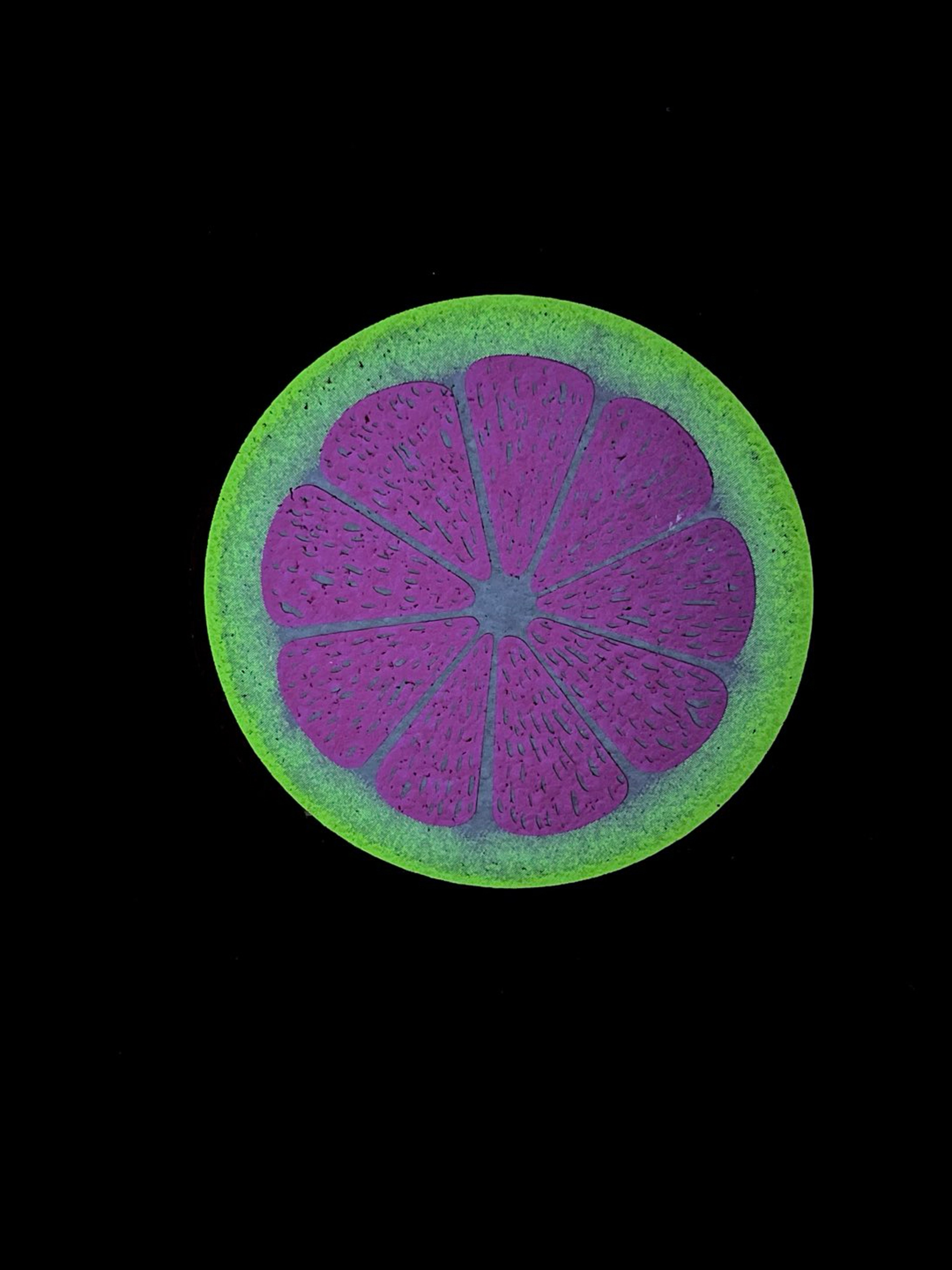 Preview pic of UV Lime Grape 8” Round Mat by Lyons Glass x Moodmats
