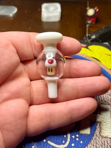 Preview pic of Soup glass Toad Mario themed bubble cap