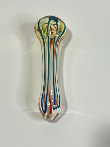 Preview pic of 5" Handmade Glass Tobacco Spoon Smoking Bowl Pipe Clear Turquoise Orange
