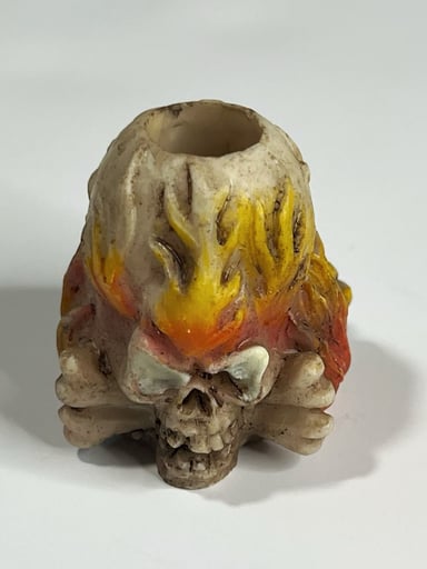 Preview pic of Single E-Pen Dab Tool Blunt Holder Skull Flame Pen - Ceramic 1.5"