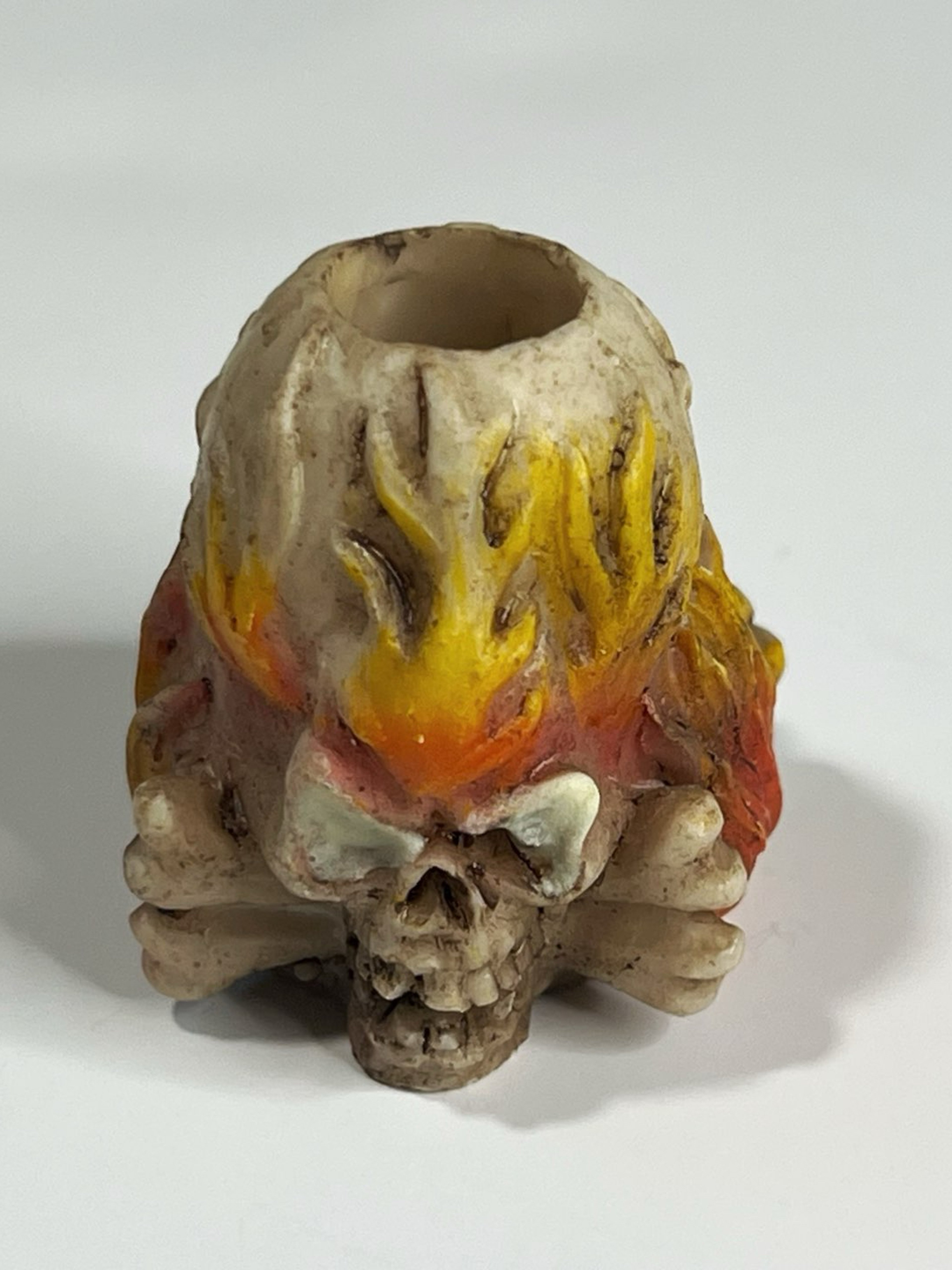 Single E-Pen Dab Tool Blunt Holder Skull Flame Pen - Ceramic 1.5" image 0