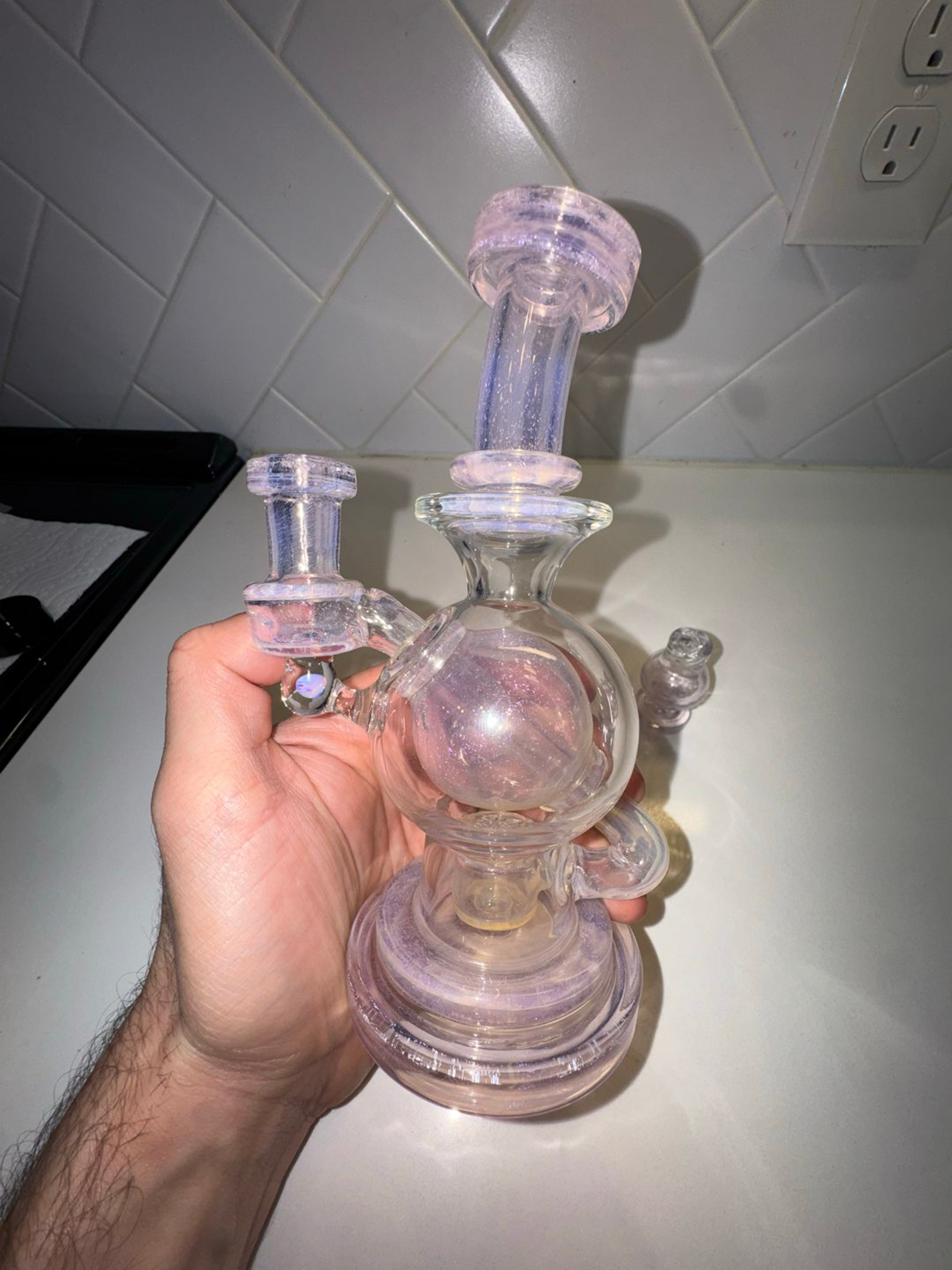 Preview pic of Kjcustom Pink Ball-Rig w/ crushed Opal 7.5 inch tall