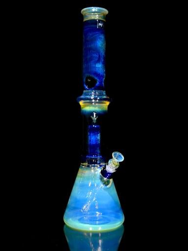 Preview pic of Sky Glass - Saturn - Fully-fumed Double-Chamber Beaker Bong w/ Removable slitted downstem - 14mm Female