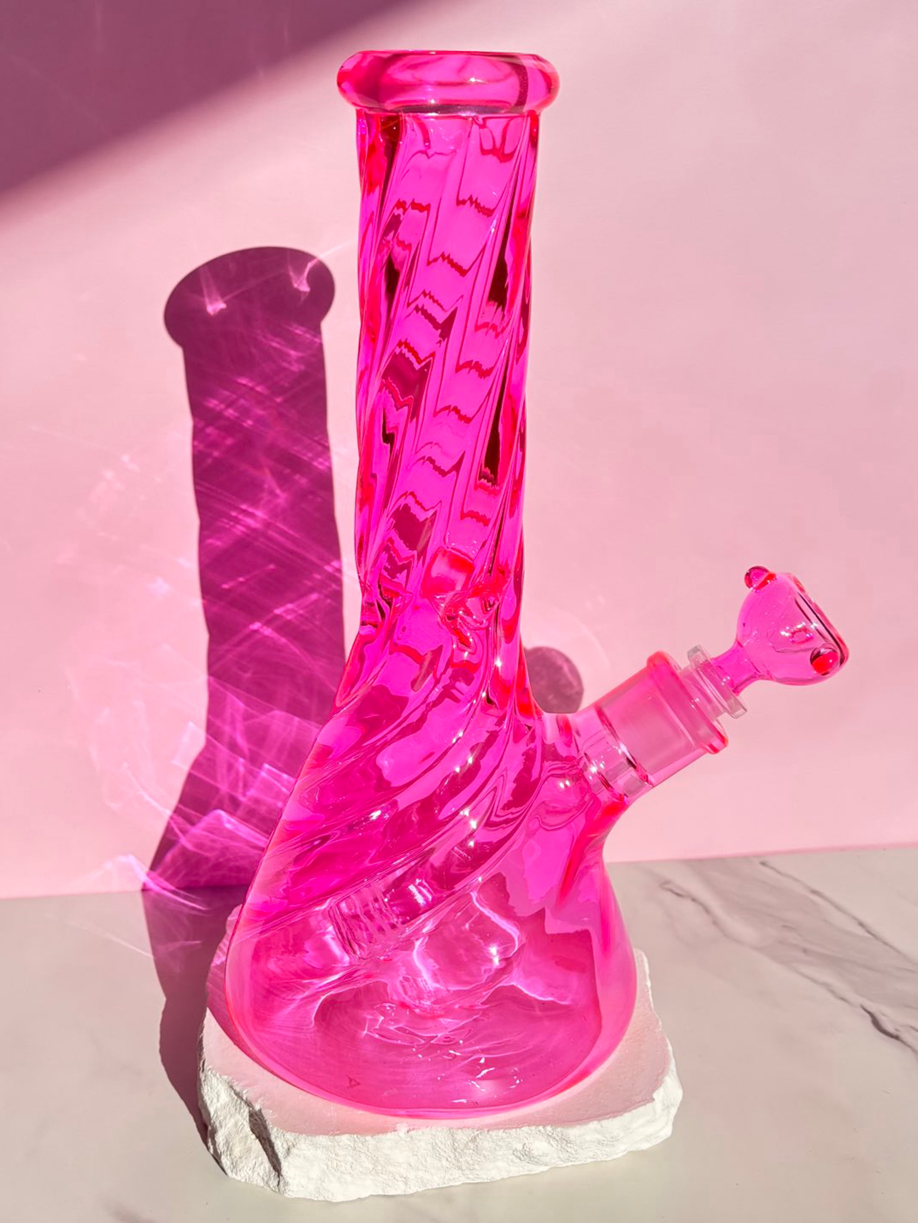 Large Pink Iridescent Bong image 0
