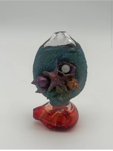 Preview pic of Cherry Glass Coral Electroplated Handpipe