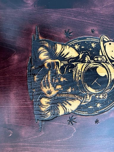 Preview pic of One-of-a-Kind Handmade Wooden Stash Box / Storage Chest – Custom Burned Artwork – 23” Collector Piece